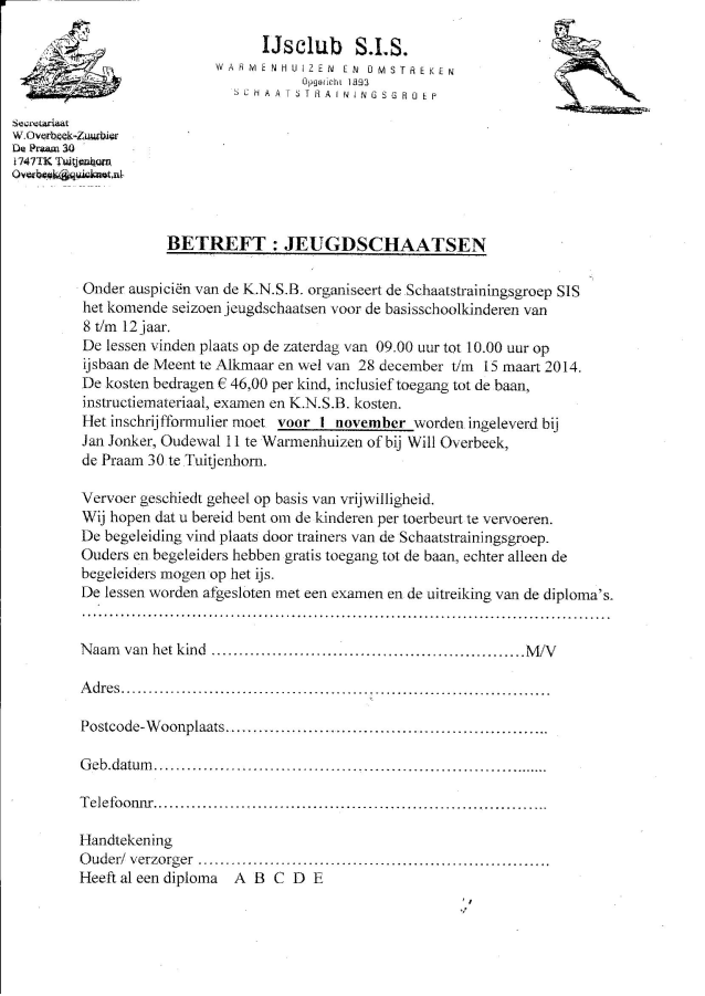 Jeugdschaatsen bij SIS