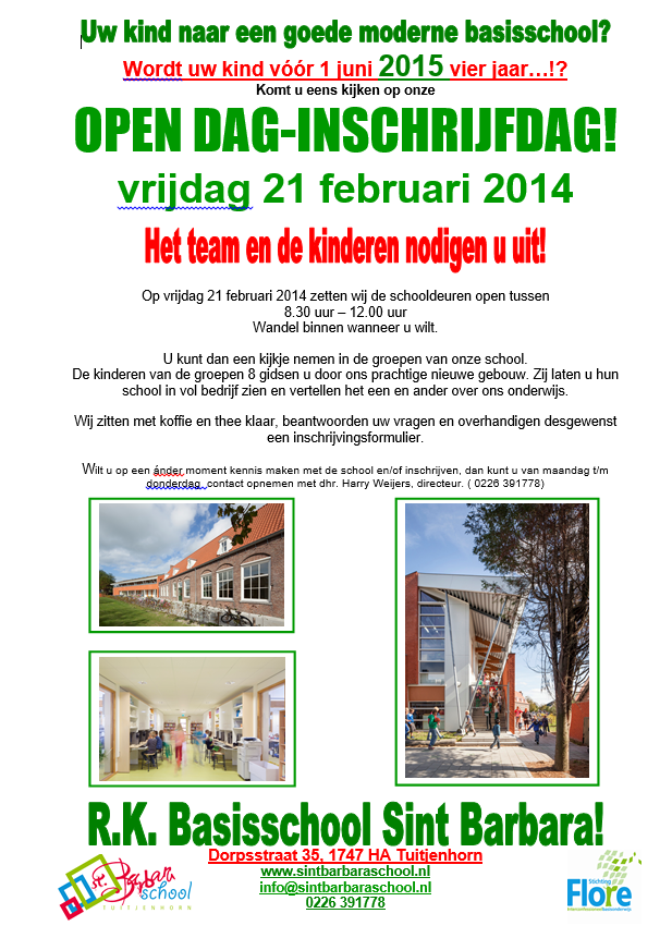 Opendag- inschrijfdag op de Sint Barbaraschool