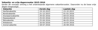Vakantierooster 2015-2016